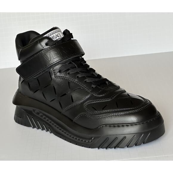 Versace Men\'s Laserata Leather Sneakers Black 11.5 US (44.5) 1008964 NWT $1175 main image 10